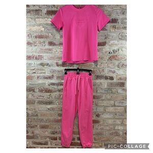 Pink track suit sweats t-shirt medium